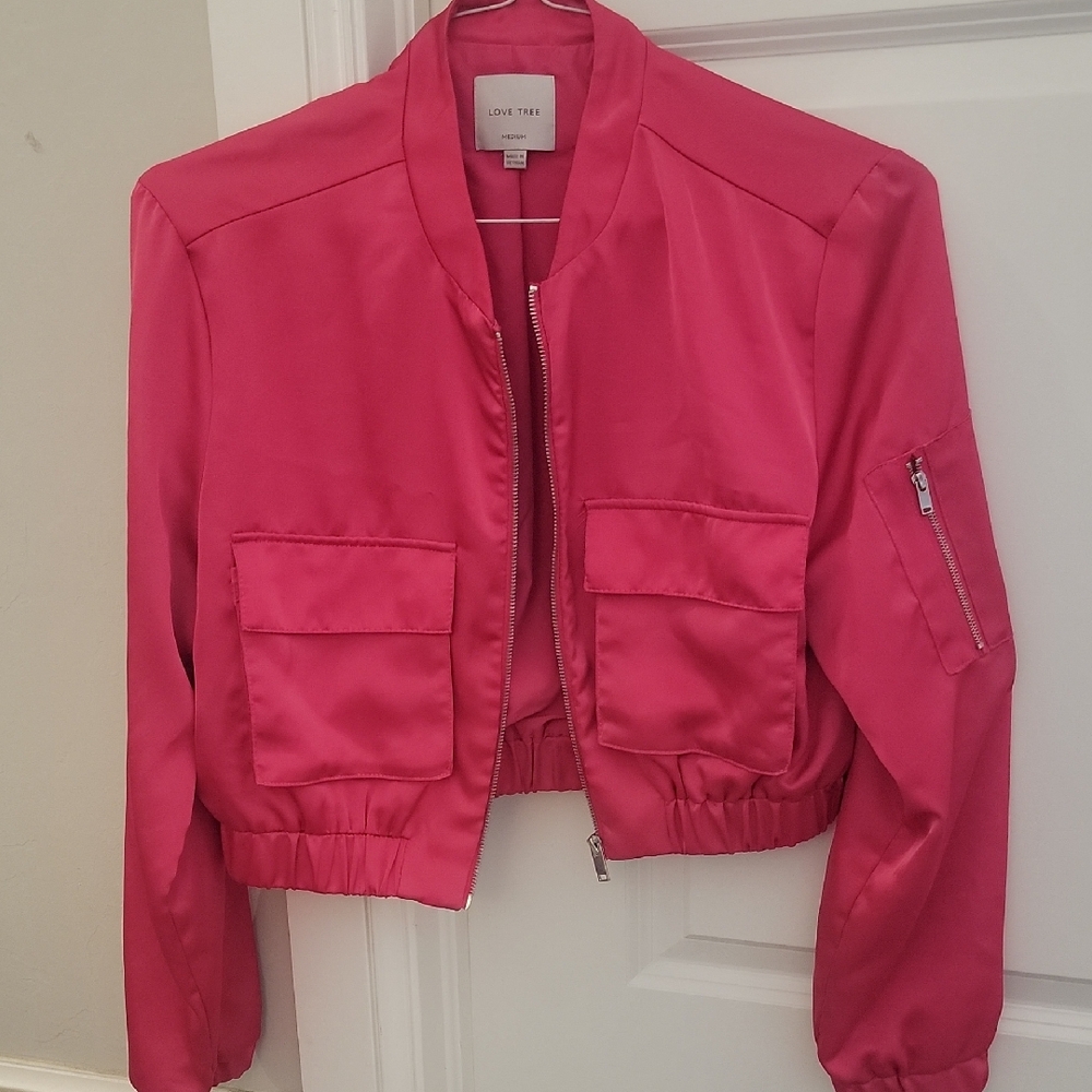 Love Tree Women's Pink Bomber Jacket